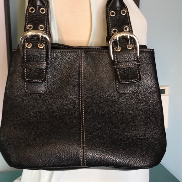 Tignanello Handbags - Tignanello black leather square two handle satchel purse